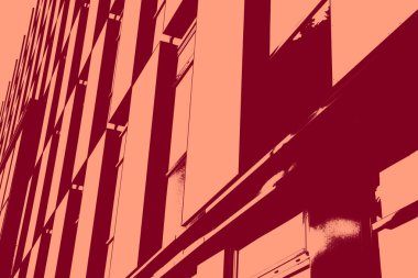 cityscape view in red, duotone concept background  