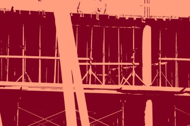 cityscape view in red, duotone concept background  