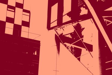 cityscape view in red, duotone concept background  