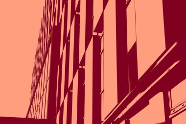 cityscape view in red, duotone concept background  