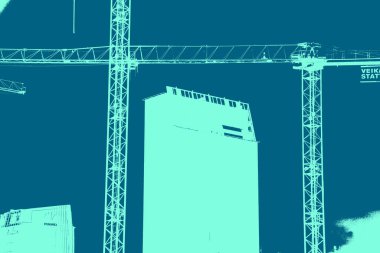 şehir manzarası, duotone konsept arkaplan  