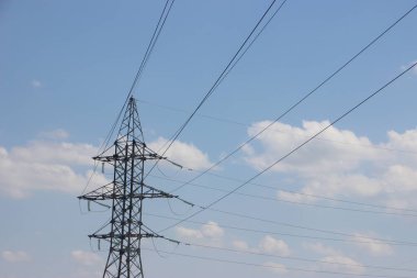 Kentsel konsept arkaplan, elektrik hattı