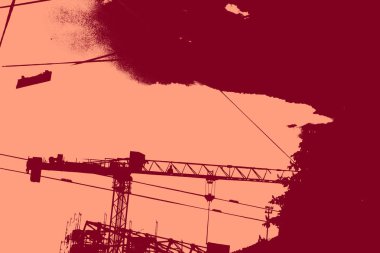 cityscape view in red, duotone concept background  