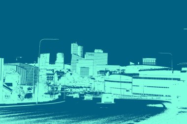 şehir manzarası, duotone konsept arkaplan  