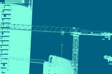 şehir manzarası, duotone konsept arkaplan  