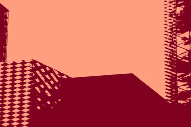 cityscape view in red, duotone concept background  