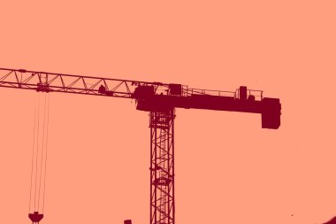 cityscape view in red, duotone concept background  