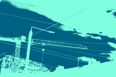 şehir manzarası, duotone konsept arkaplan  