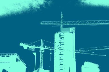 şehir manzarası, duotone konsept arkaplan  