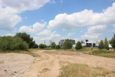 Kentsel konsept arkaplan, elektrik hattı