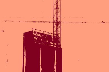 cityscape view in red, duotone concept background  