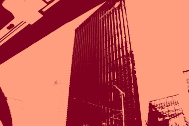 cityscape view in red, duotone concept background  