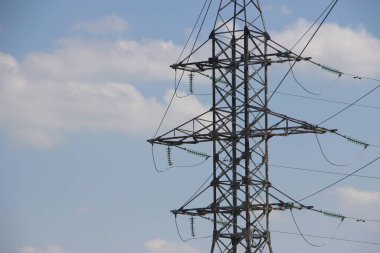 Kentsel konsept arkaplan, elektrik hattı