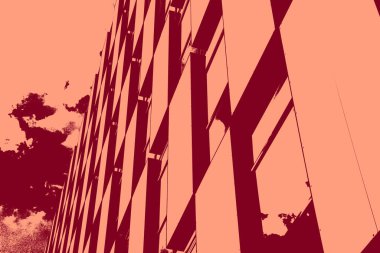 cityscape view in red, duotone concept background  