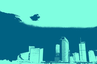 şehir manzarası, duotone konsept arkaplan  