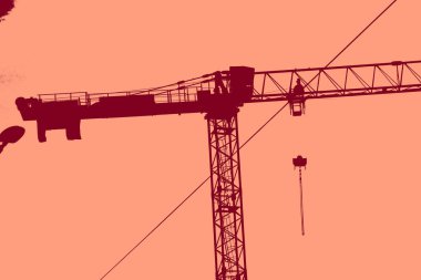 cityscape view in red, duotone concept background  