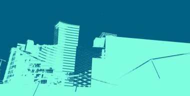 şehir manzarası, duotone konsept arkaplan  