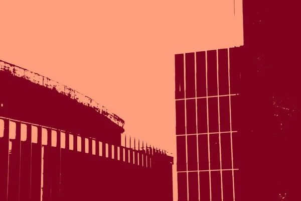 Vista Del Paisaje Urbano Rojo Fondo Concepto Duotone —  Fotos de Stock