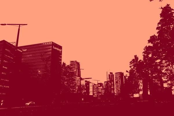 Cityscape View Red Duotone Concept Background — Stok fotoğraf