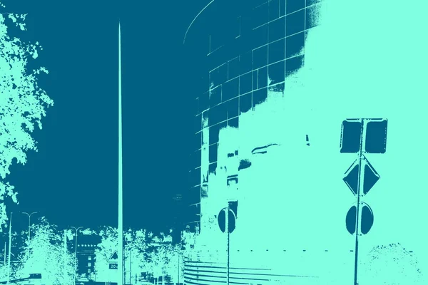 Вид Город Фон Концепции Дуотона — стоковое фото
