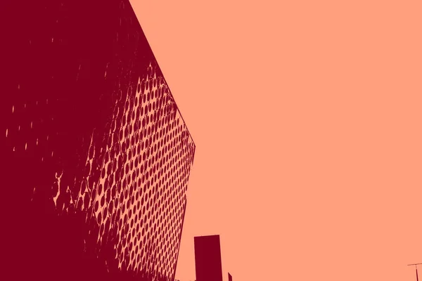 Вид Міський Пейзаж Червоним Кольором Концептуальний Фон Дуотона — стокове фото
