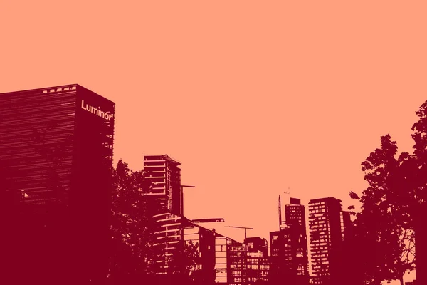 Cityscape View Red Duotone Concept Background — Photo