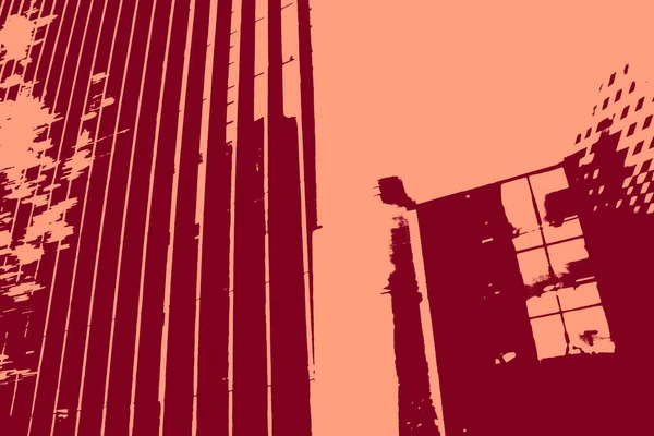 cityscape view in red, duotone concept background  