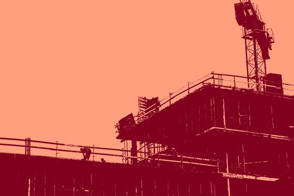 Вид Город Красном Дуотоновый Фон Концепции — стоковое фото