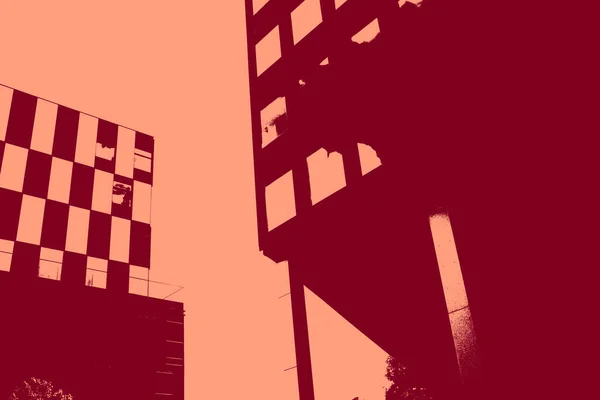Cityscape View Red Duotone Concept Background — Stock Fotó