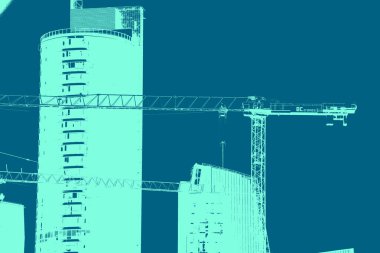 şehir manzarası, duotone konsept arkaplan  