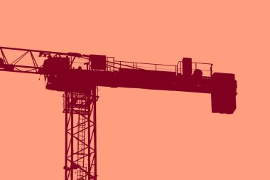 cityscape view in red, duotone concept background  