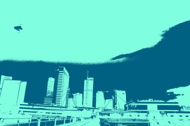 şehir manzarası, duotone konsept arkaplan  