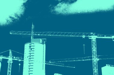 şehir manzarası, duotone konsept arkaplan  