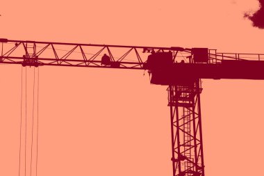 cityscape view in red, duotone concept background  