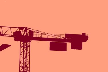 cityscape view in red, duotone concept background  