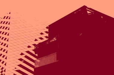 cityscape view in red, duotone concept background  