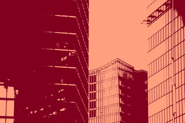 Вид Міський Пейзаж Червоним Кольором Концептуальний Фон Дуотона — стокове фото