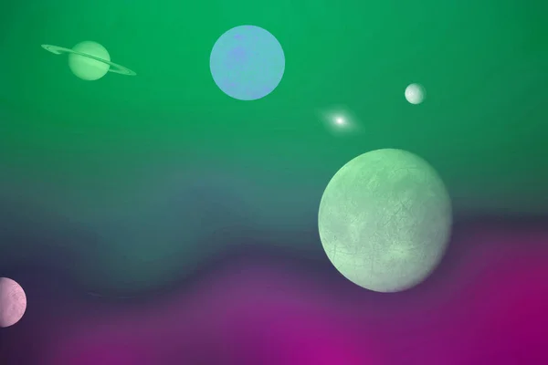 Fundo Colorido Abstrato Com Planetas Conceito Universo — Fotografia de Stock