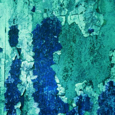 Çatlak mavi bir duvarın arka plan dokusu