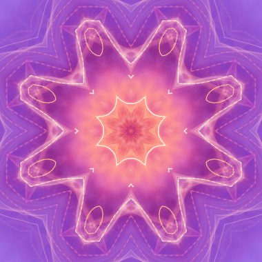 Çember çiçek desenli soyut leylak mandala