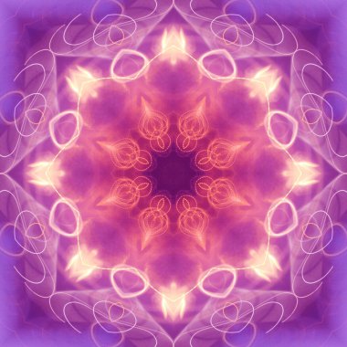 Çember çiçek desenli soyut leylak mandala