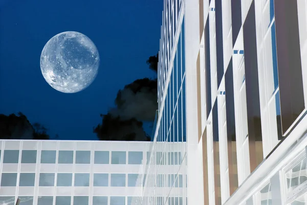 City Sky View Moon Planet Concept — Stock Photo, Image