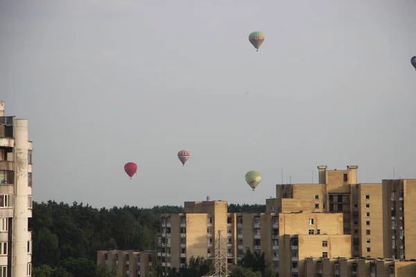 Hőlégballonok Kilátás Égen — Stock Fotó