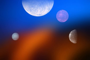 Gezegenli soyut renkli arkaplan, evren kavramı  