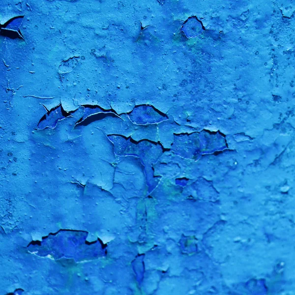 Achtergrond Textuur Van Een Gebarsten Blauwe Muur — Stockfoto