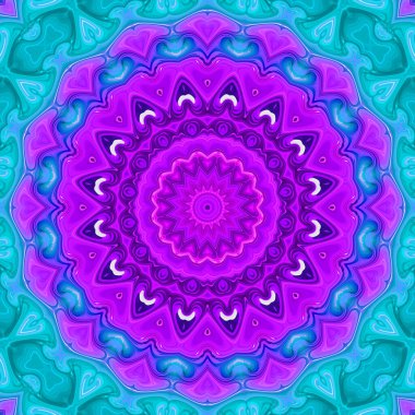 Çember çiçek desenli soyut mandala, anahata mandala ve agna çakra. Esrarengiz kavram arkaplanı.