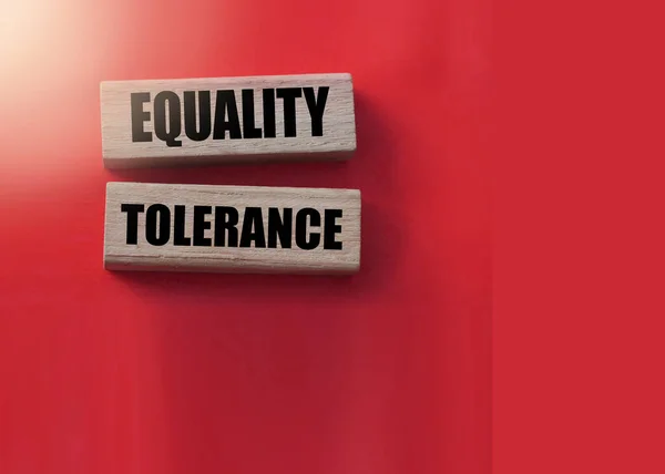 Egyenlőség Tolerancia Szavak Blokkok Piros — Stock Fotó