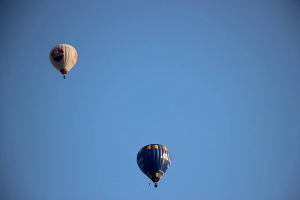 Balony Ogrzane Powietrze Widok Niebo — Zdjęcie stockowe