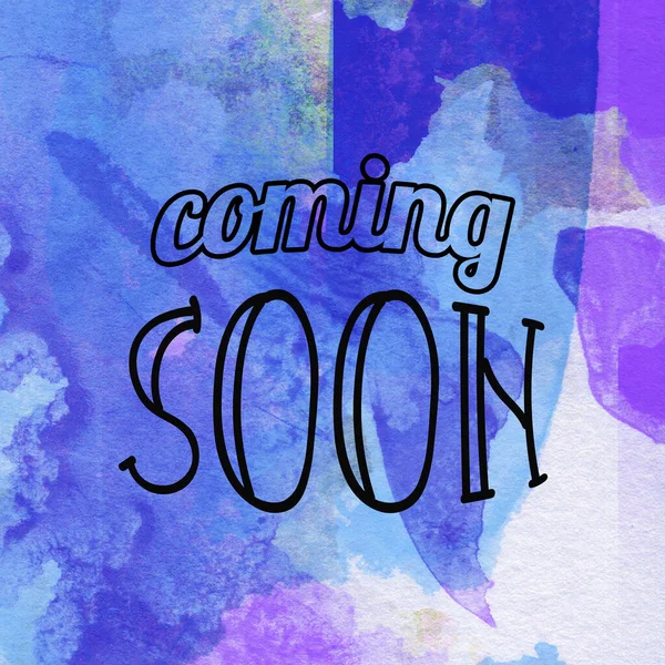 Coming Soon Text Abstract Watercolor Design Wash Aqua Painted Minimalistic — Stock Photo, Image