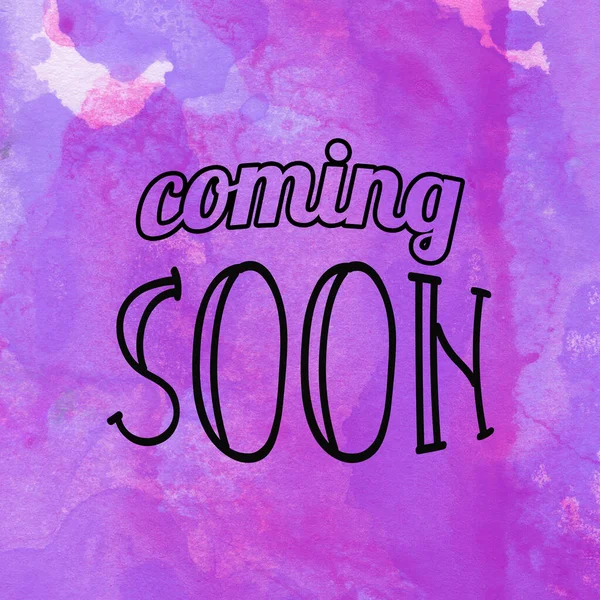 Coming Soon Text Abstract Watercolor Design Wash Aqua Painted Minimalistic — Stock Photo, Image